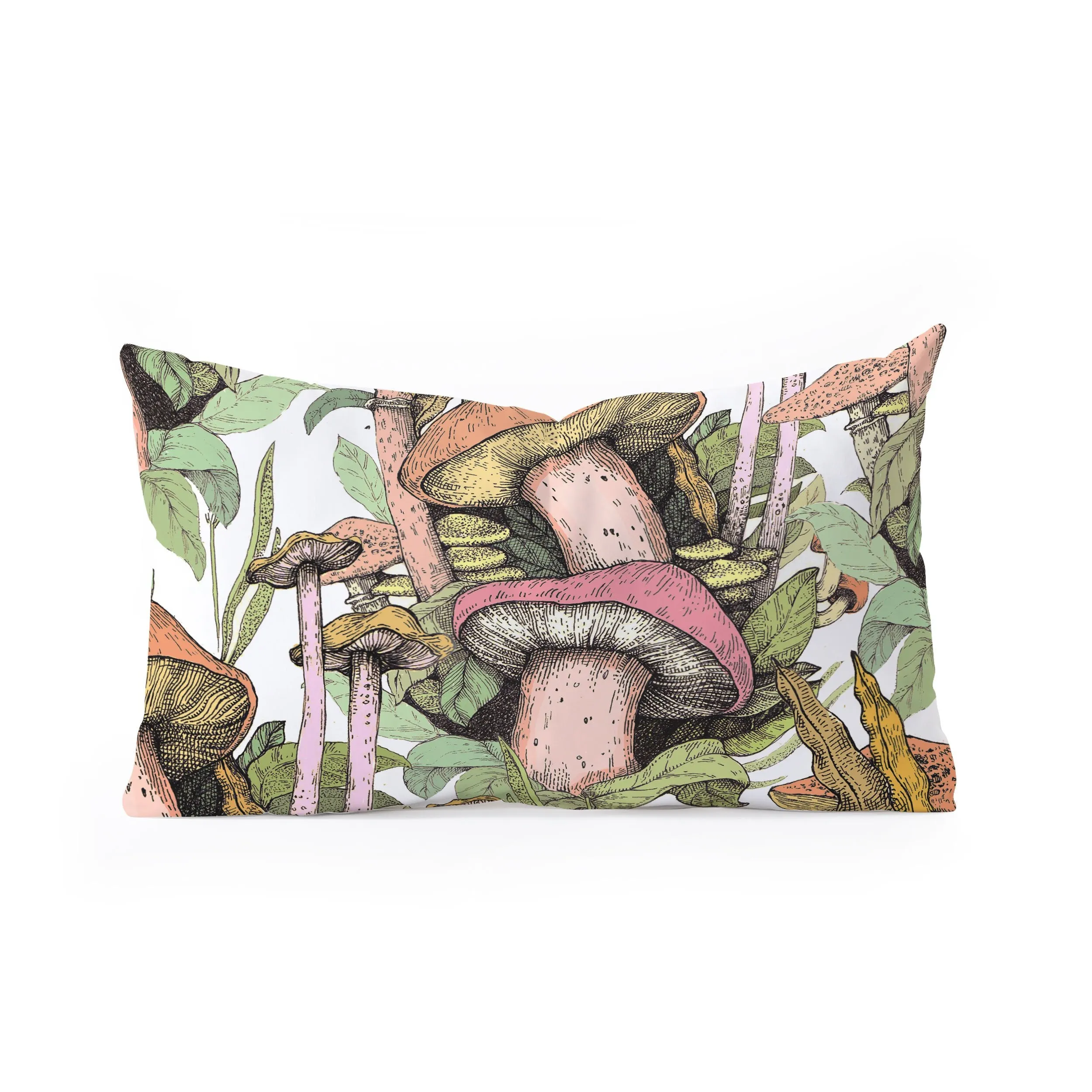 Ole Wild Mushrooms Oblong Throw Pillow (DS)