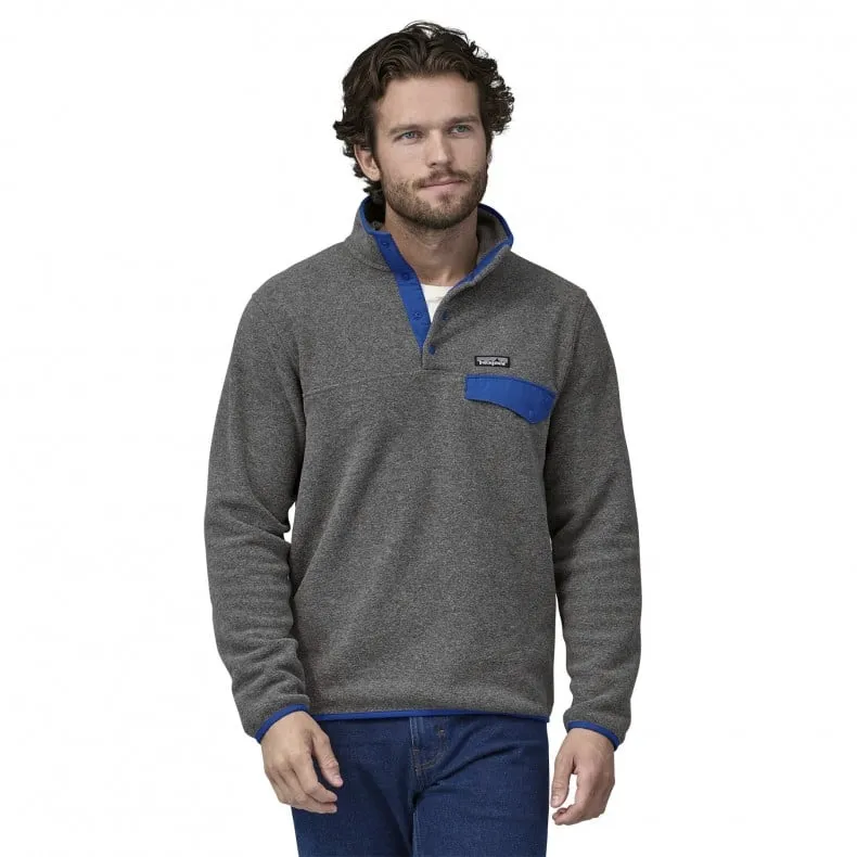 Patagonia Lightweight Synchilla Snap-T Pullover Fleece (Nickel w/Passage Blue)