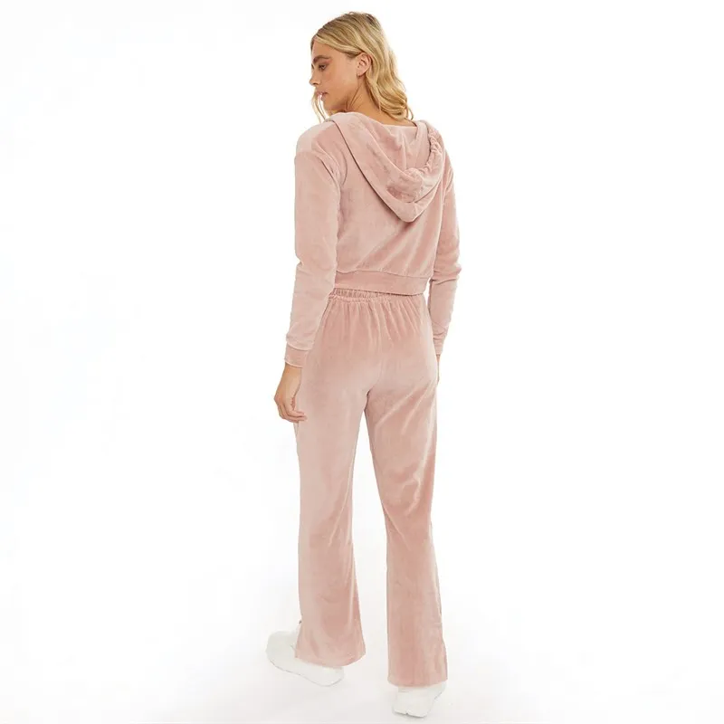 Pindydoll Womens Dala Velour Lounge Hoodie And Pants Set Pale Mauve