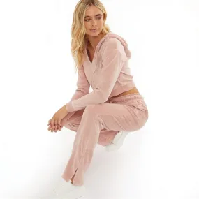 Pindydoll Womens Dala Velour Lounge Hoodie And Pants Set Pale Mauve