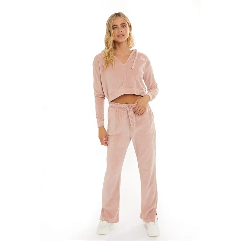 Pindydoll Womens Dala Velour Lounge Hoodie And Pants Set Pale Mauve