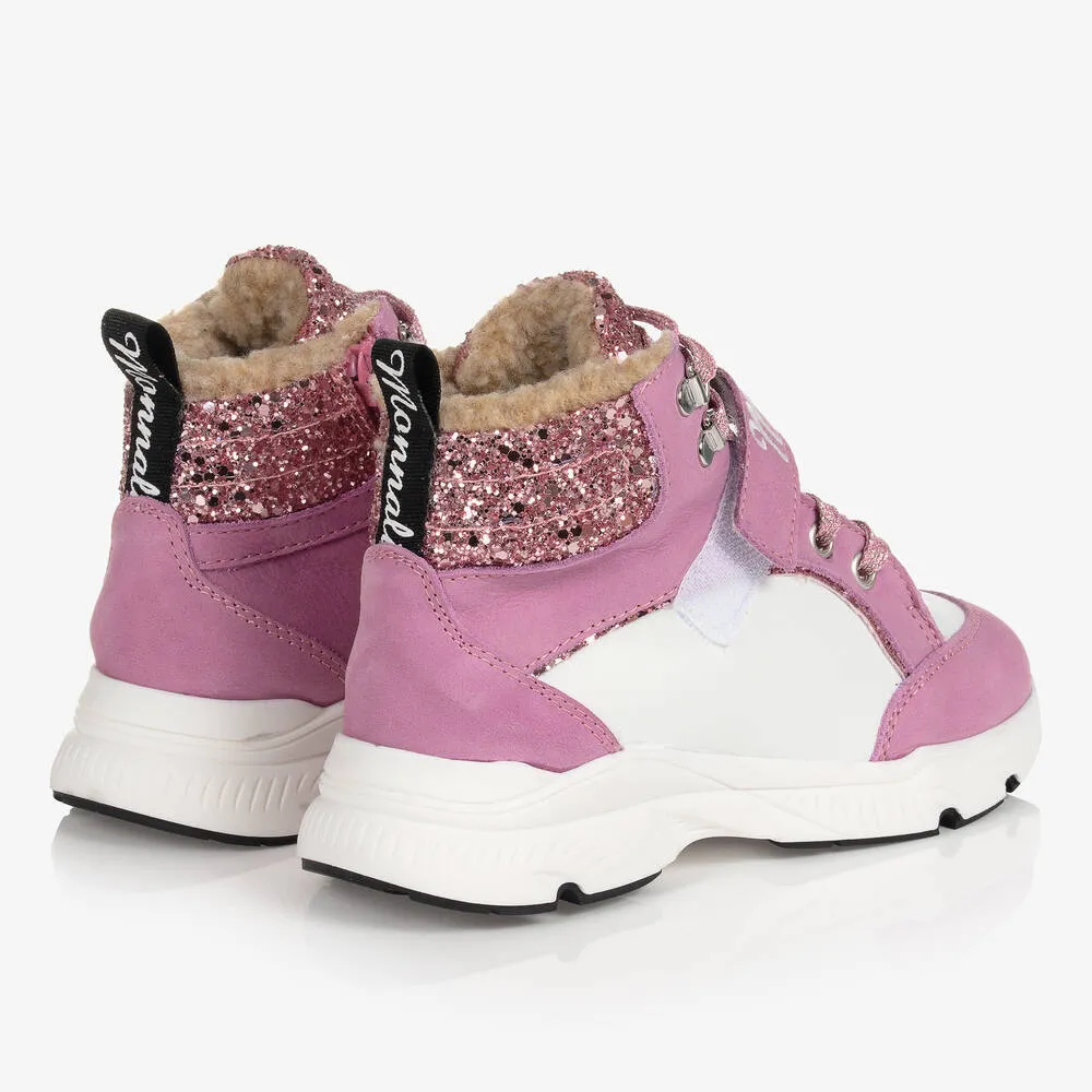 Pink Glitter High-Top Trainers