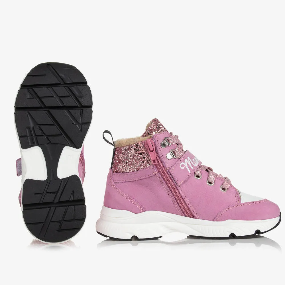 Pink Glitter High-Top Trainers