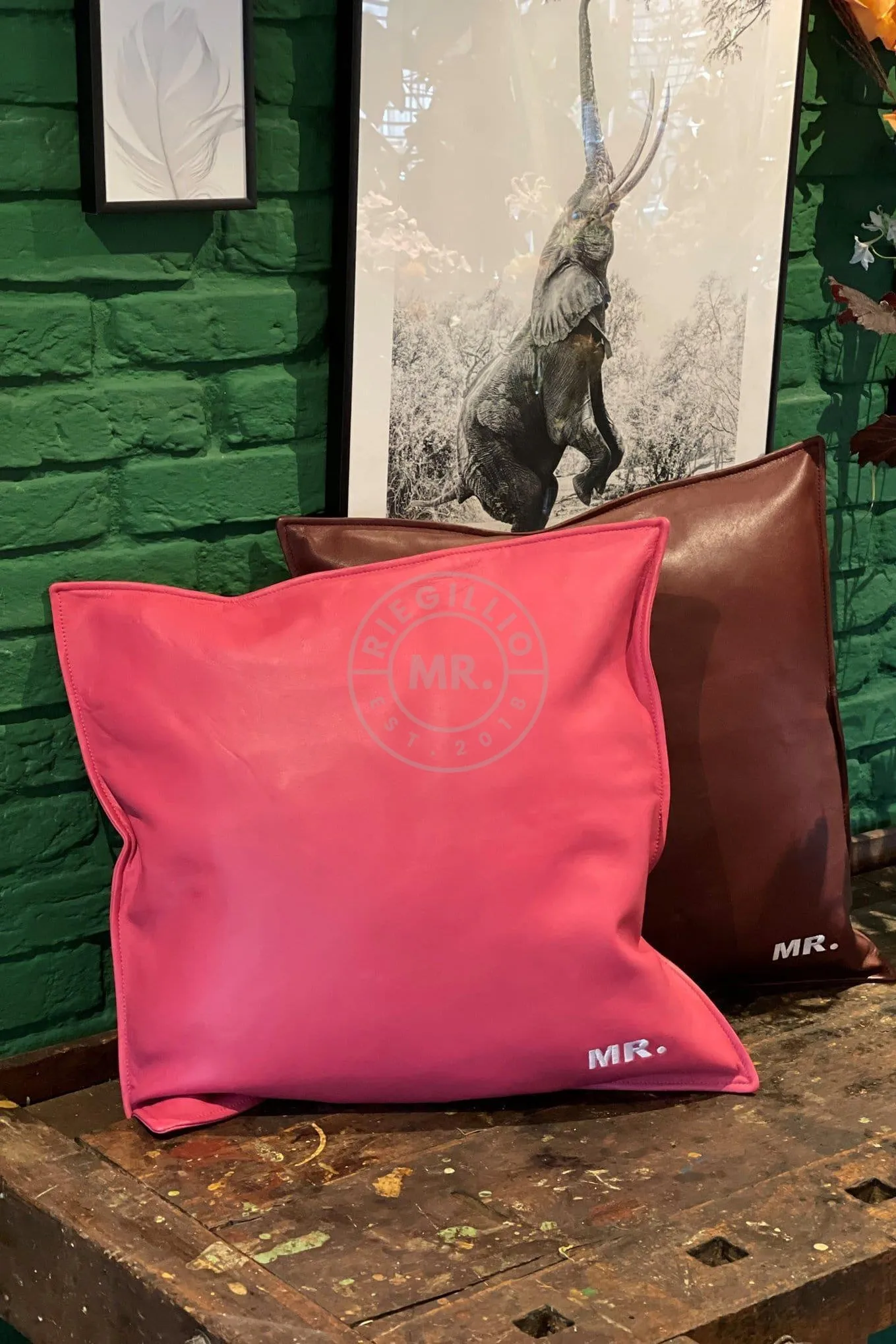 Pink Leather Pillow