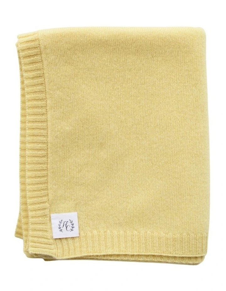 Plain Knit Baby Blanket in Lemon