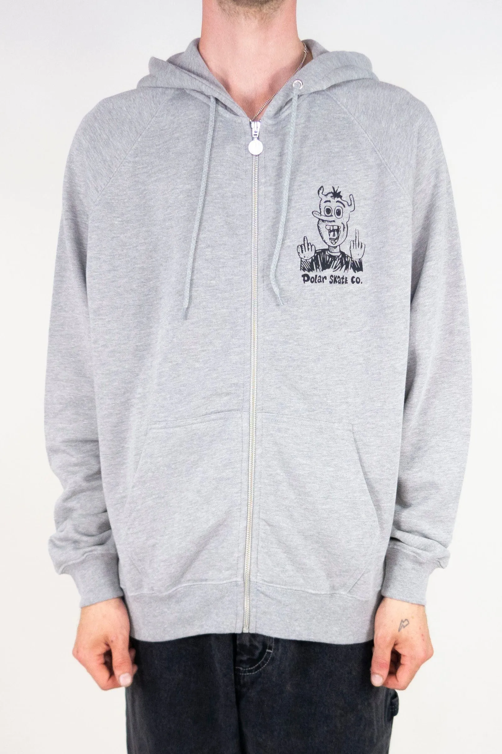 Polar Skate Co. Devil Man Zip Hoodie - Heather Grey exclusive at Remix