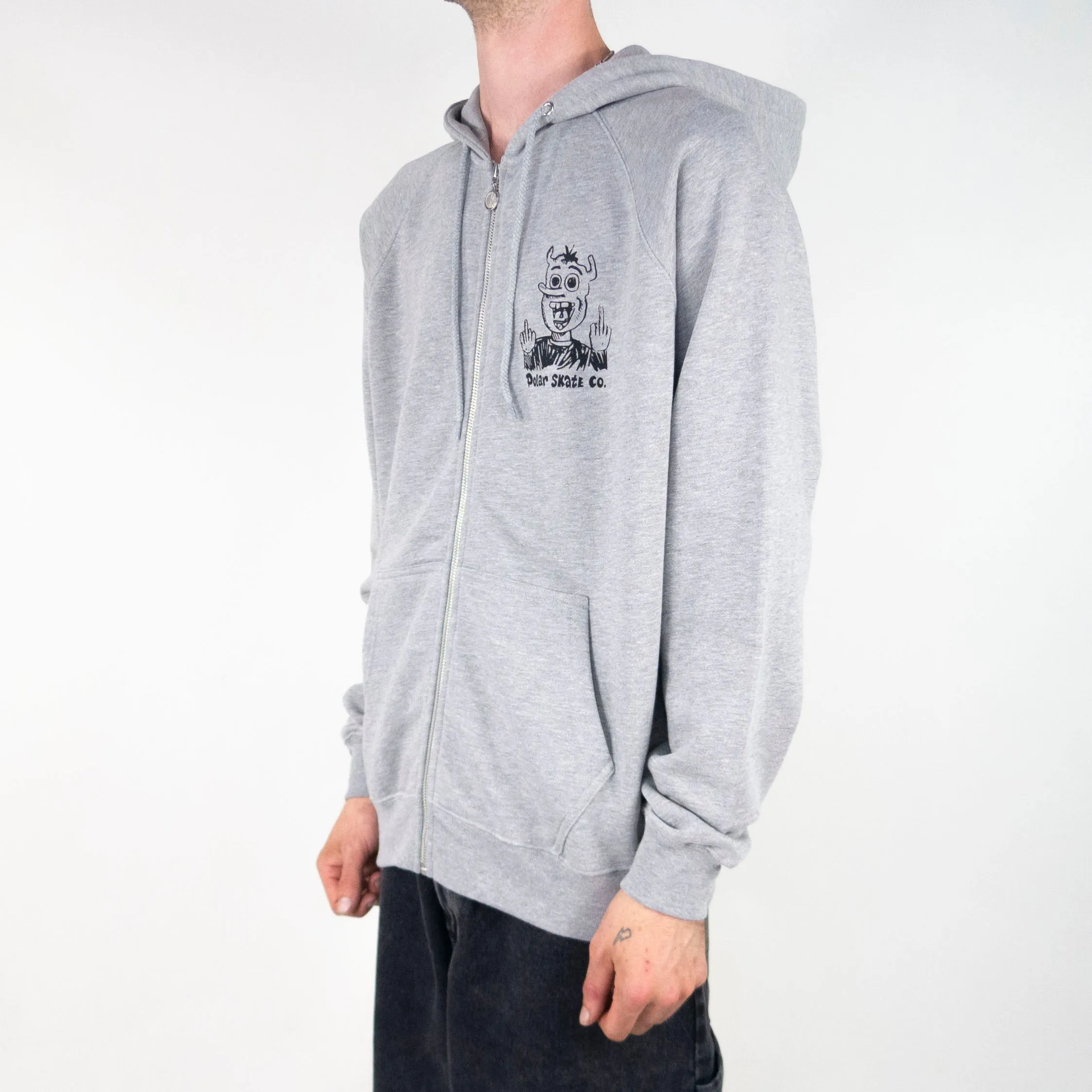 Polar Skate Co. Devil Man Zip Hoodie - Heather Grey exclusive at Remix