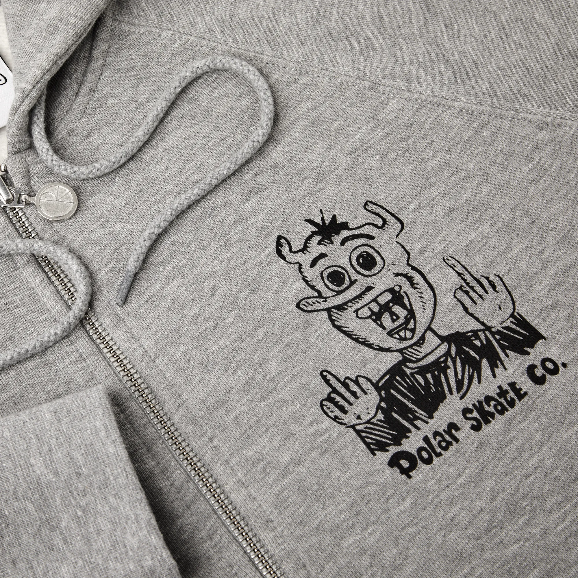 Polar Skate Co. Devil Man Zip Hoodie - Heather Grey exclusive at Remix