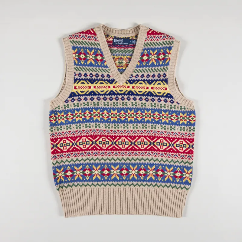 Polo Ralph Lauren FairIsle Jumper Vest Tan Combo