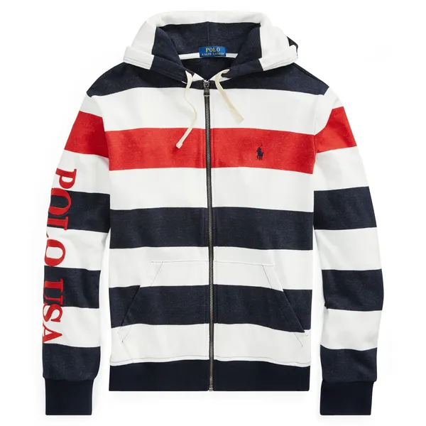 POLO RALPH LAUREN Striped Terry Americana Hoodie, Aviator Navy/ Multi