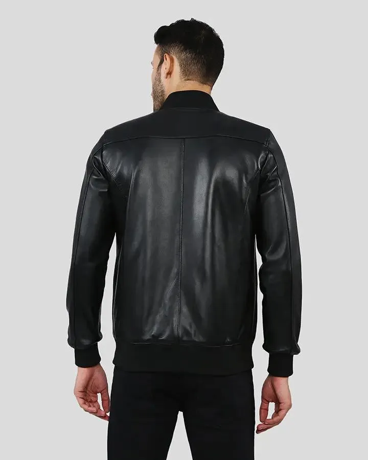 Porf Black Bomber Leather Jacket