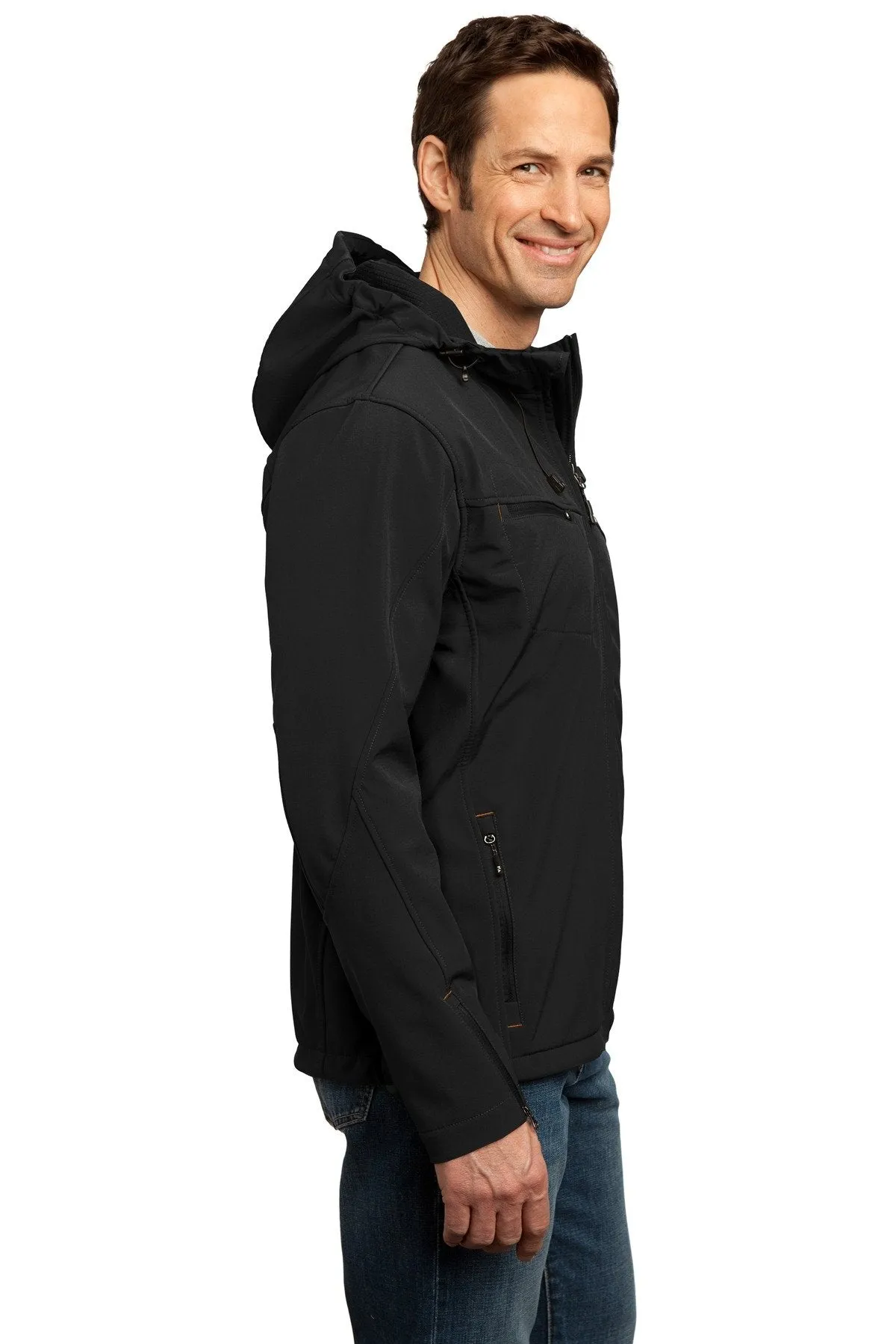 Port Authority Textured Soft Shell Jacket J706 Black/Engine Red [YOUR COMPANY]