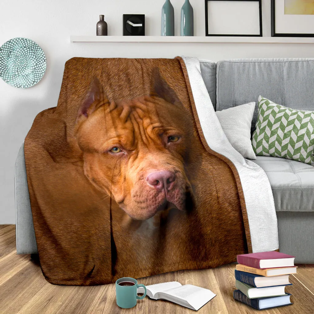 Premium Blanket American PitBull Terrier Face Hair