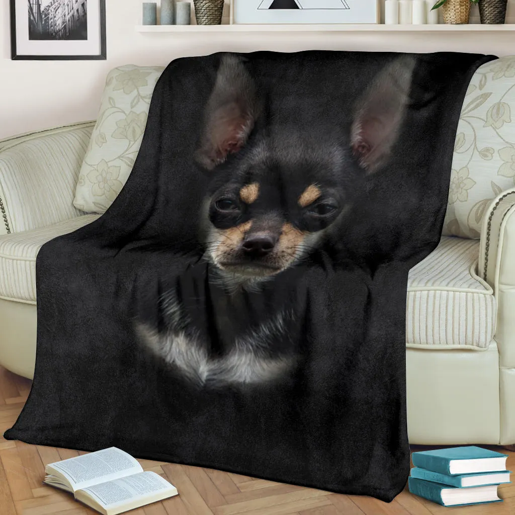 Premium Blanket Chihuahua 1 Face Hair