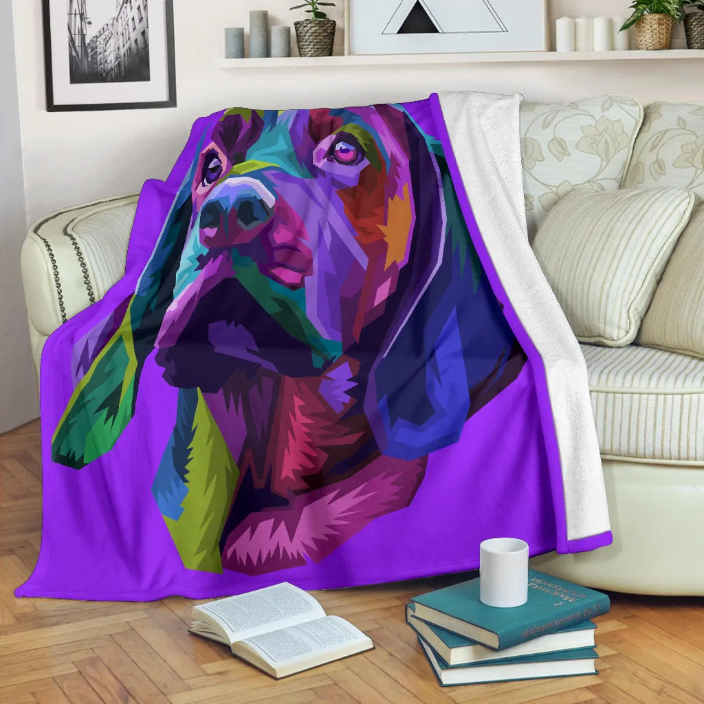 Premium Blanket colorful dog head pop art style