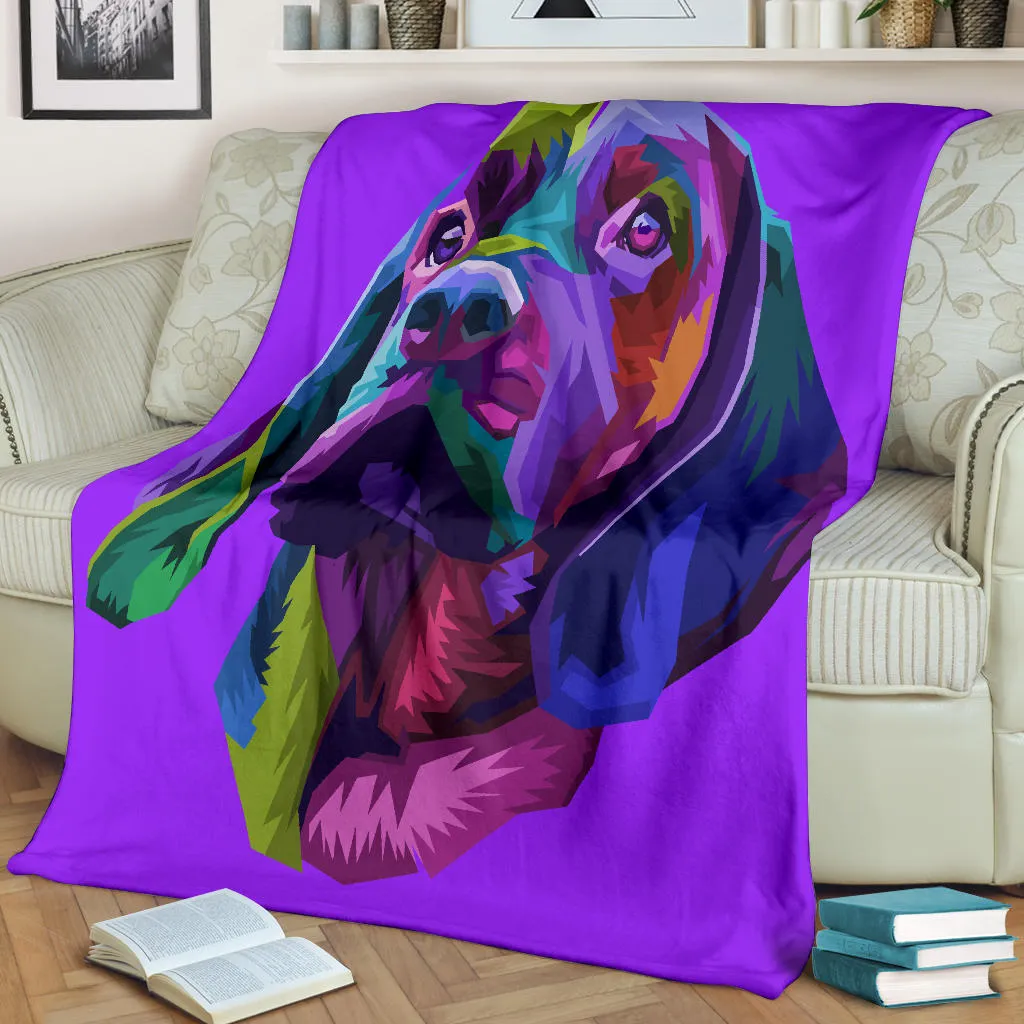 Premium Blanket colorful dog head pop art style