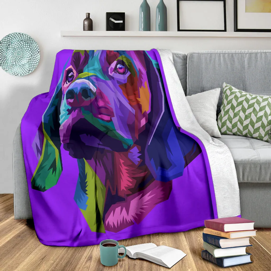 Premium Blanket colorful dog head pop art style