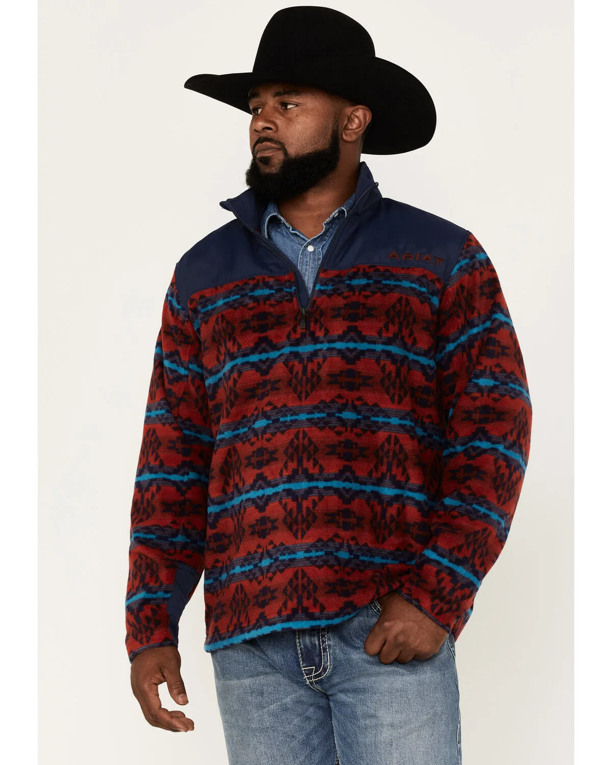 Product Name:  Ariat Men's Ocean Depths Southwestern Print Basis 2.0 1/4 Zip Front Fleece Pullover