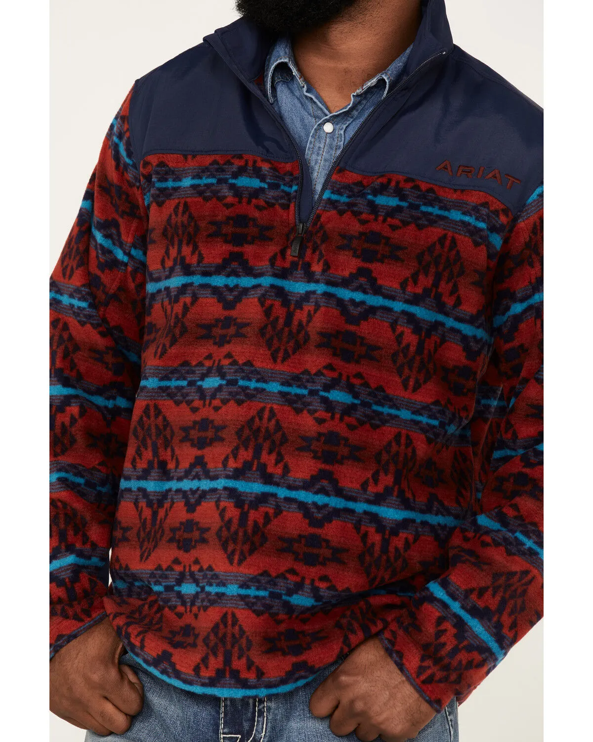 Product Name:  Ariat Men's Ocean Depths Southwestern Print Basis 2.0 1/4 Zip Front Fleece Pullover