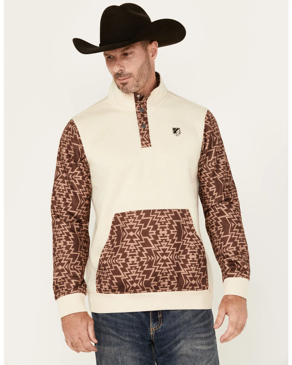 Product Name:  RANK 45® Men's Rosczow Southwestern Color Block 1/4 Snap Fleece Pullover