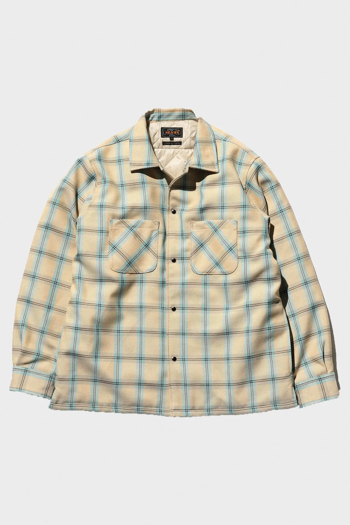 Quilt Open Collar Shirt Mechanic Ombre Check - Beige