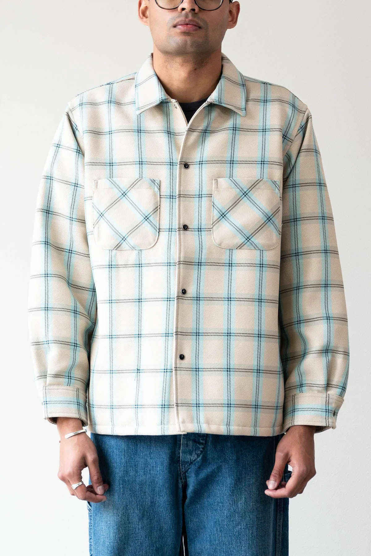 Quilt Open Collar Shirt Mechanic Ombre Check - Beige