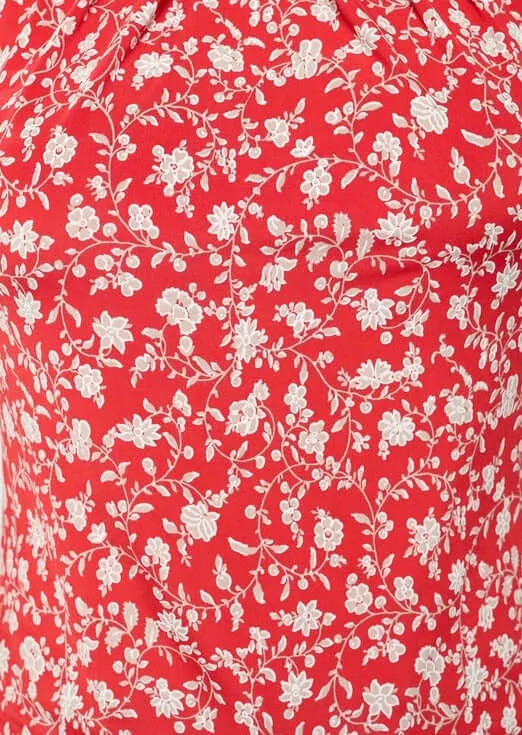 Radiant in Red Floral Sleeveless Top Made in USA