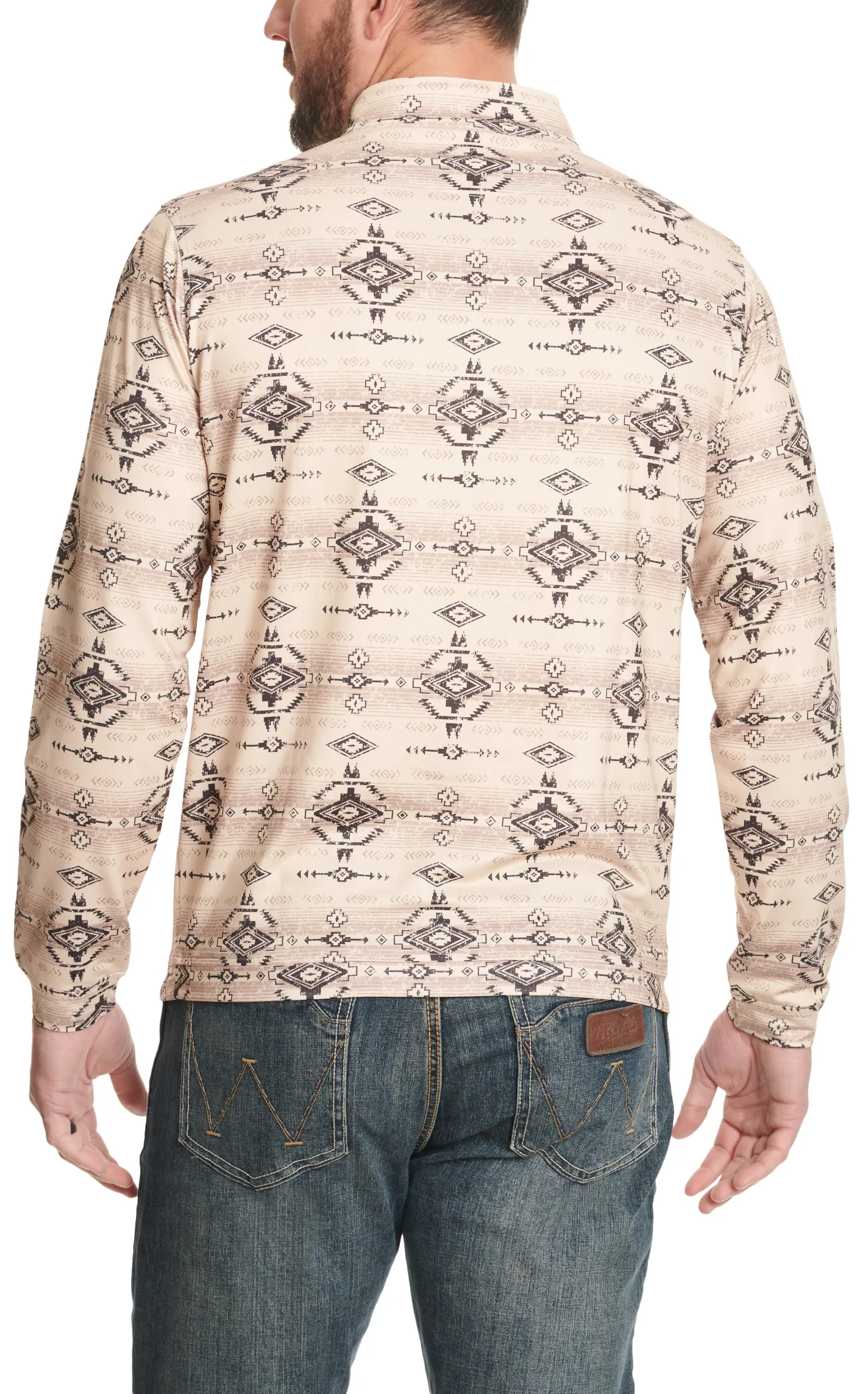 Rafter C Men's Khaki Black & Taupe Aztec 1/4 Zip Pullover 