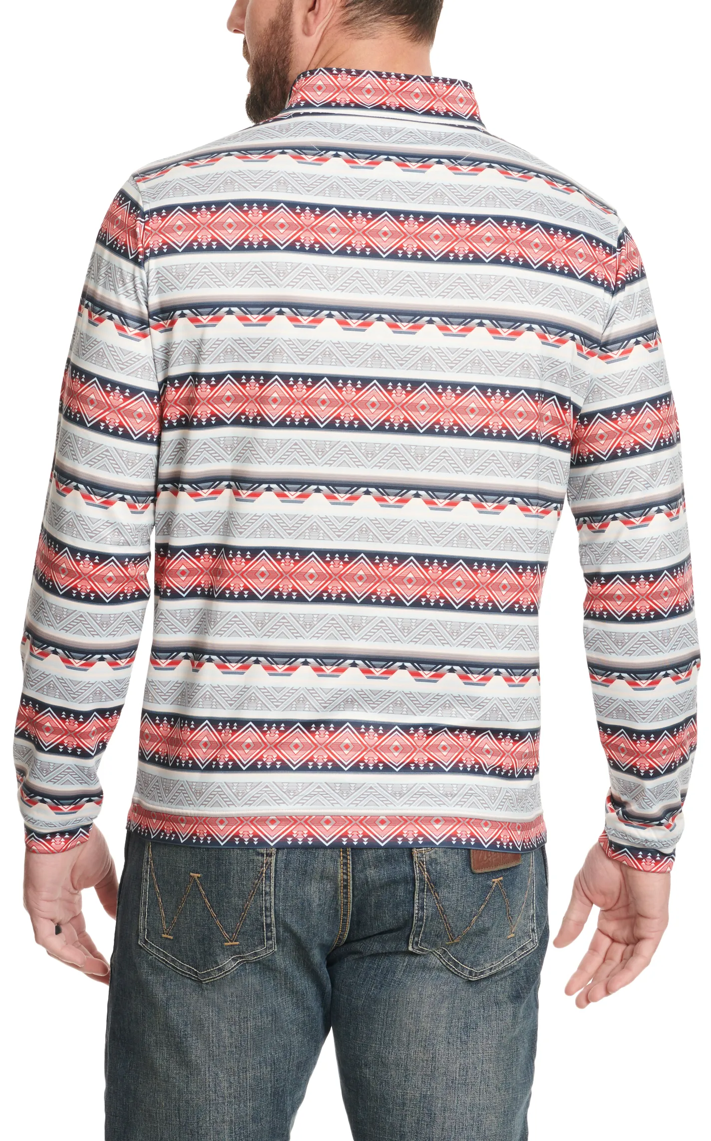 Rafter C Men's Navy & Red Multi-Color Aztec 1/4 Zip Pullover