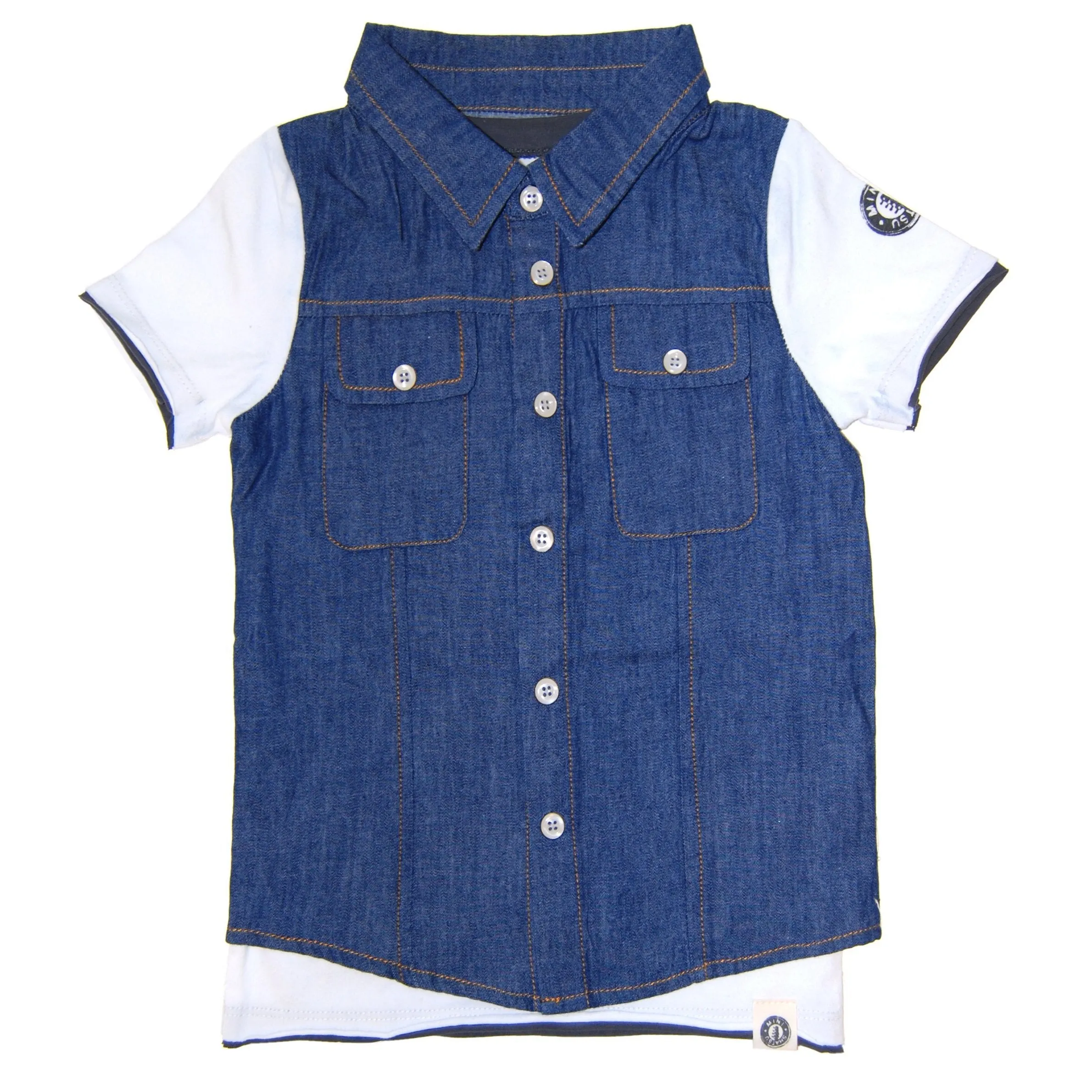 Real Denim Vest Scribble Tie T-Shirt by: Mini Shatsu