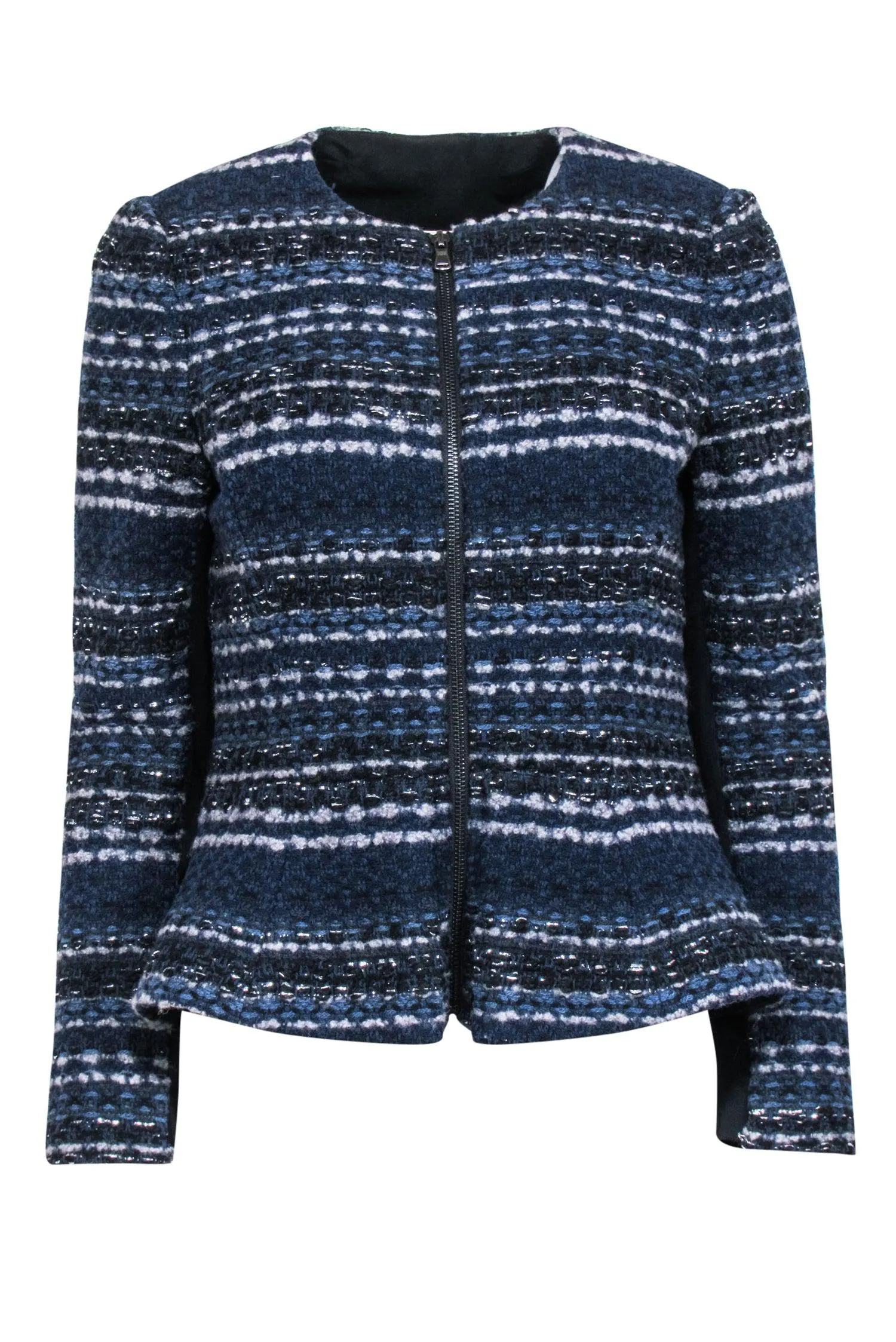 Rebecca Taylor - Navy & Grey Tweed Zipper Front Jacket Sz 8