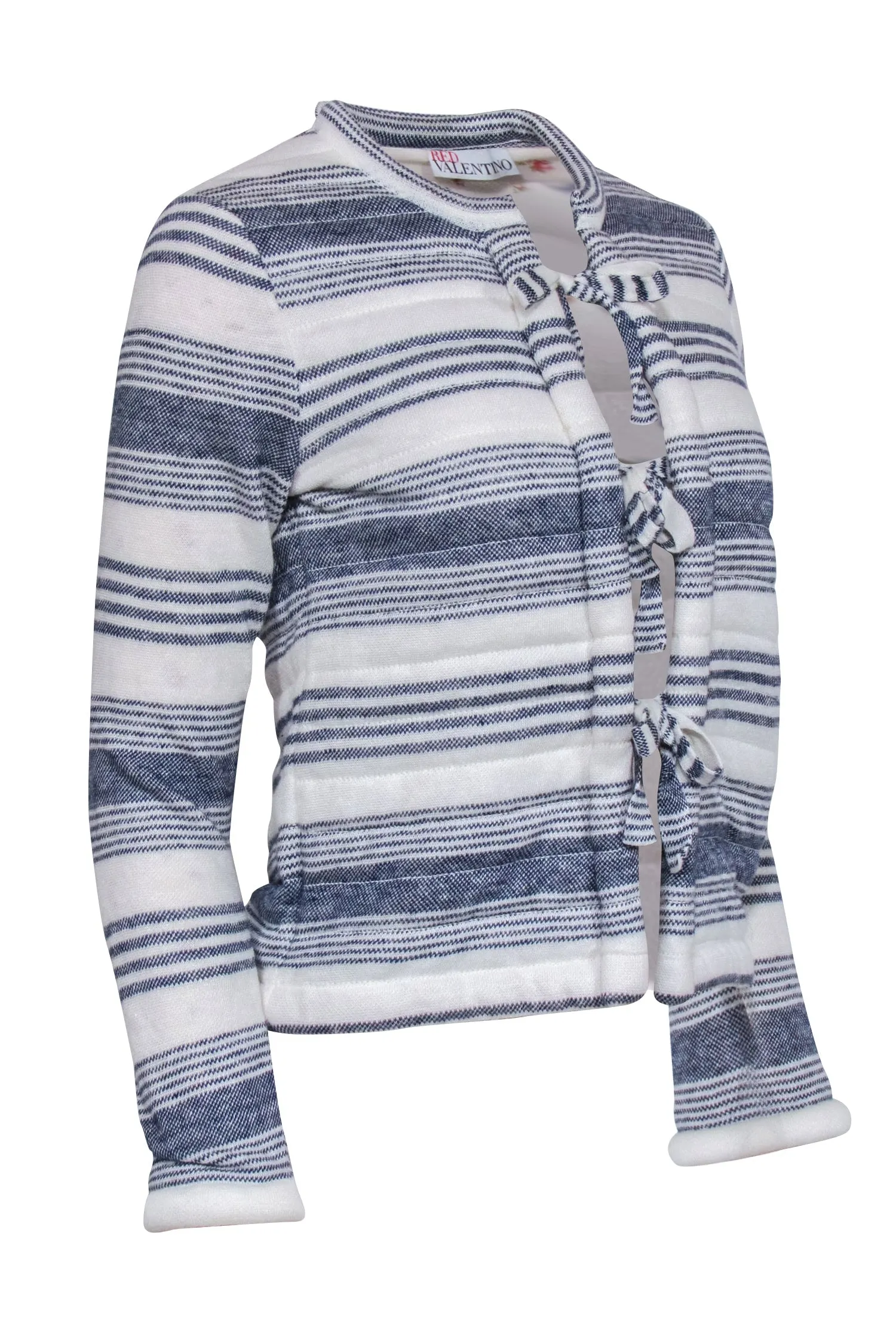 Red Valentino - Ivory & Blue Stripe Knit Jacket Sz XS