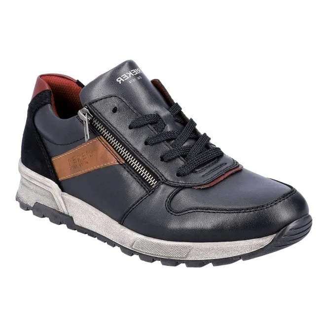 Rieker  Mens 15103-14 Lugano Navy Blue Lace-Up Trainers