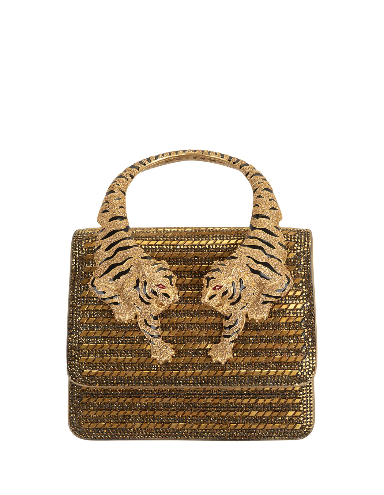 ROBERTO CAVALLI Golden Small Roar Shoulder Bag With Jewelled Tigers