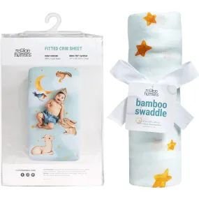 Rookie Humans Crib Sheet And Swaddle Bundle, Goodnight Wonderland