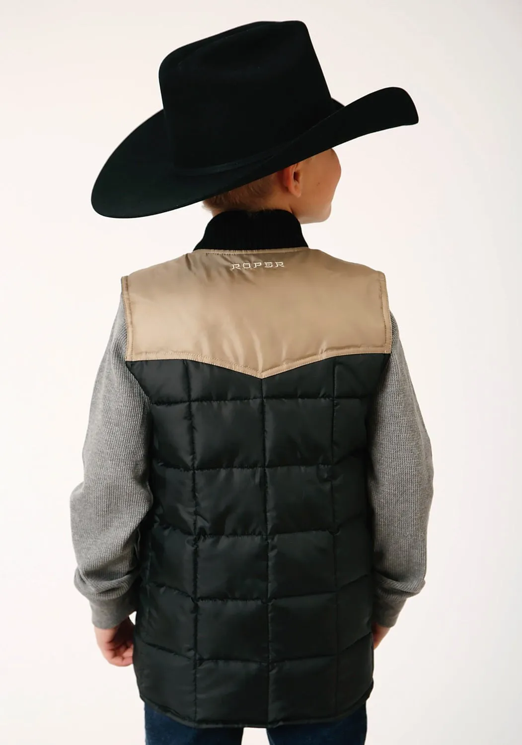 Roper Boys Quilted Polyfill Black 100% Polyester Softshell Vest