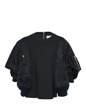 sacai  Women's Suiting x Nylon Twill Pullover Black 