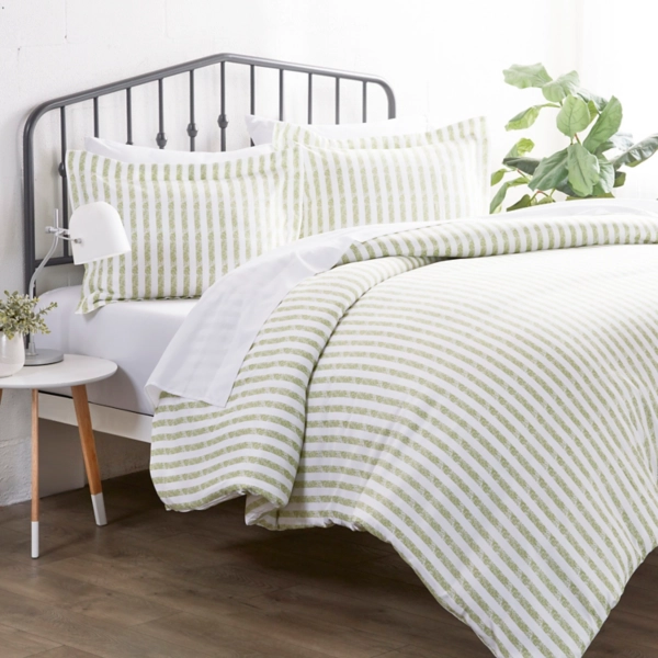 Sage Stripes 3-pc. Queen Duvet Cover Set