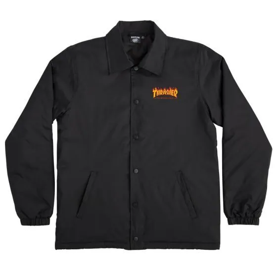 Santa Cruz Thrasher Flame Dot Mens Coach Jacket - Black