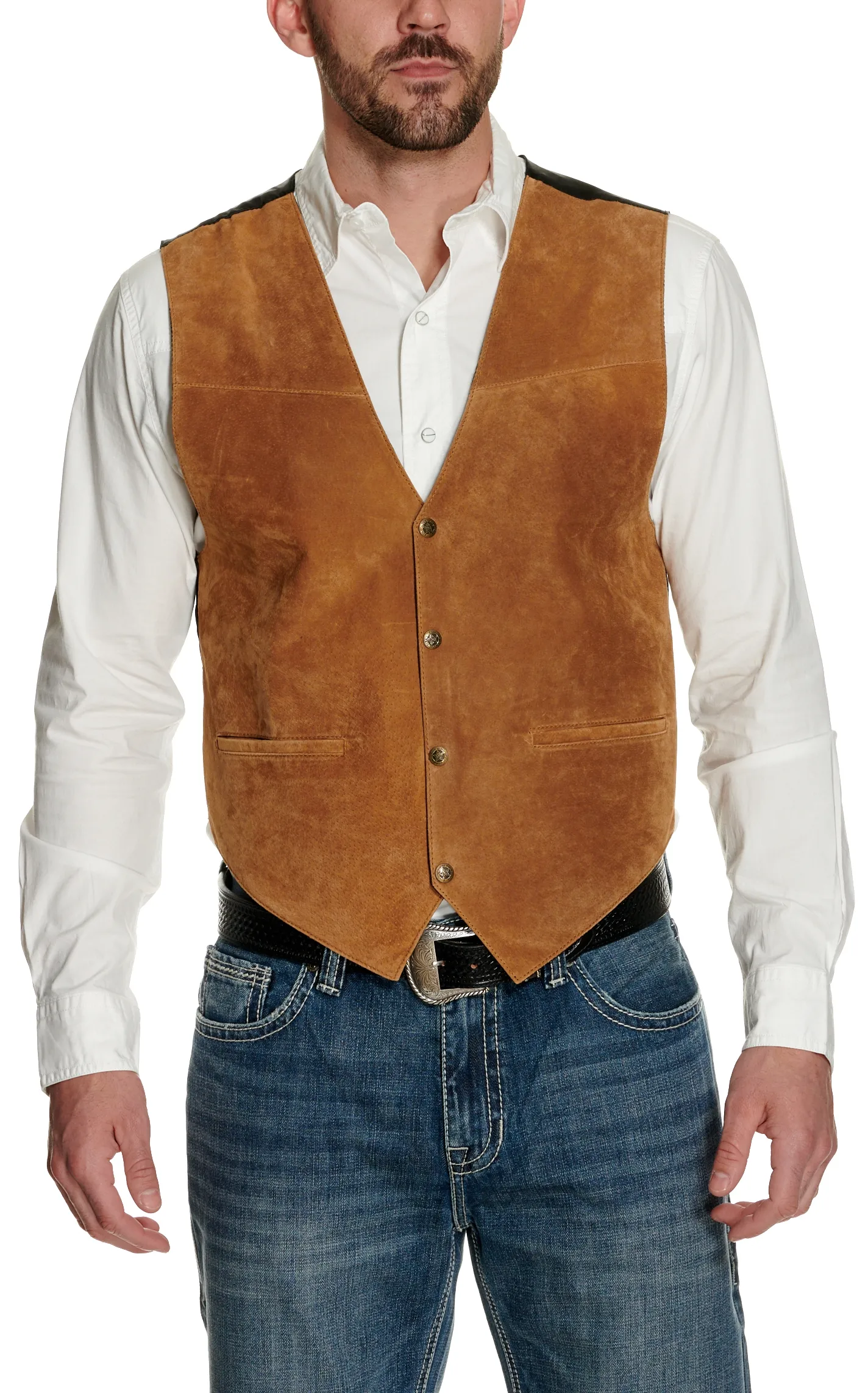 Scully Men's Tan Suede Vest with Satin Back