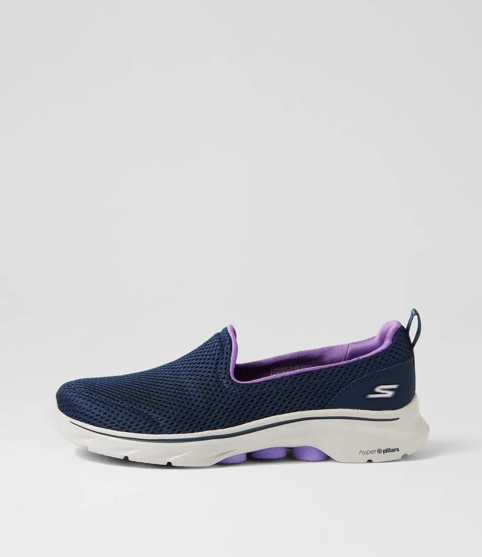 SKECHERS Go Walk 7 Navy Lavender Fabric Sneakers