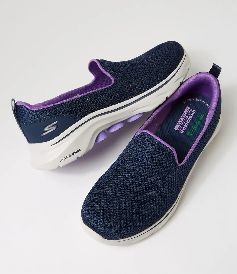 SKECHERS Go Walk 7 Navy Lavender Fabric Sneakers