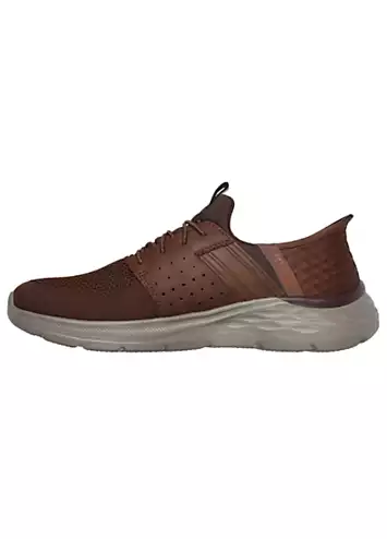 Skechers Mens Dark Brown Hands Free Slip-Ins Relaxed Fit Garner Newick Trainers | Grattan