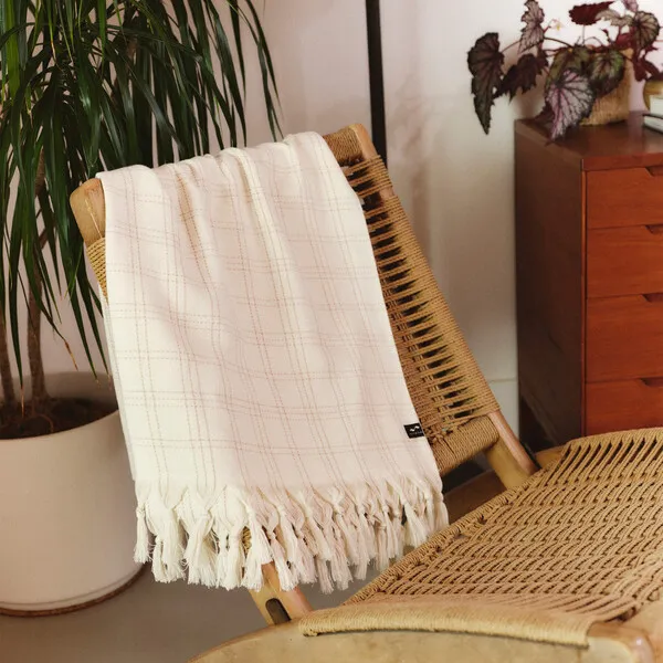 Slowtide Garner Turkish Throw Blanket, Cream