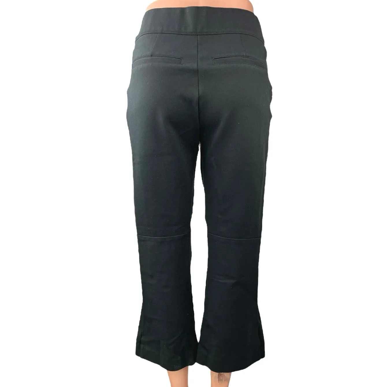 Spanx Women's Black High Rise Pull On Cropped Flared Leg Casual Pants Size L