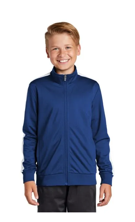 Sport-Tek YST94 Youth Tricot Sleeve Stripe Track Jacket