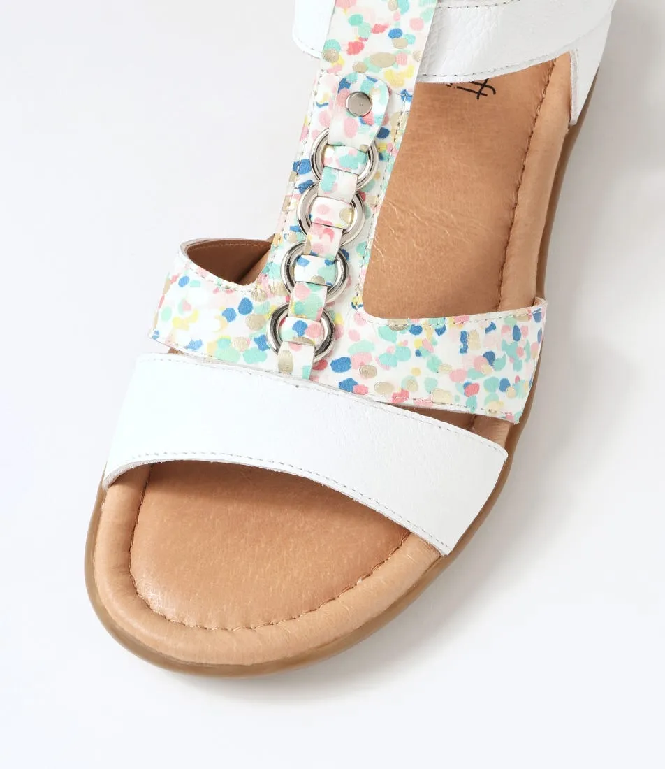 SUPERSOFT Frankie2 White Confetti Leather Sandals