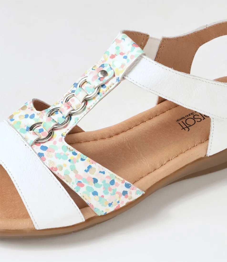 SUPERSOFT Frankie2 White Confetti Leather Sandals