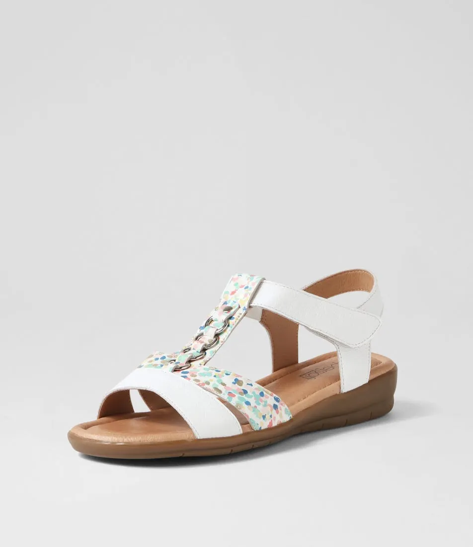 SUPERSOFT Frankie2 White Confetti Leather Sandals