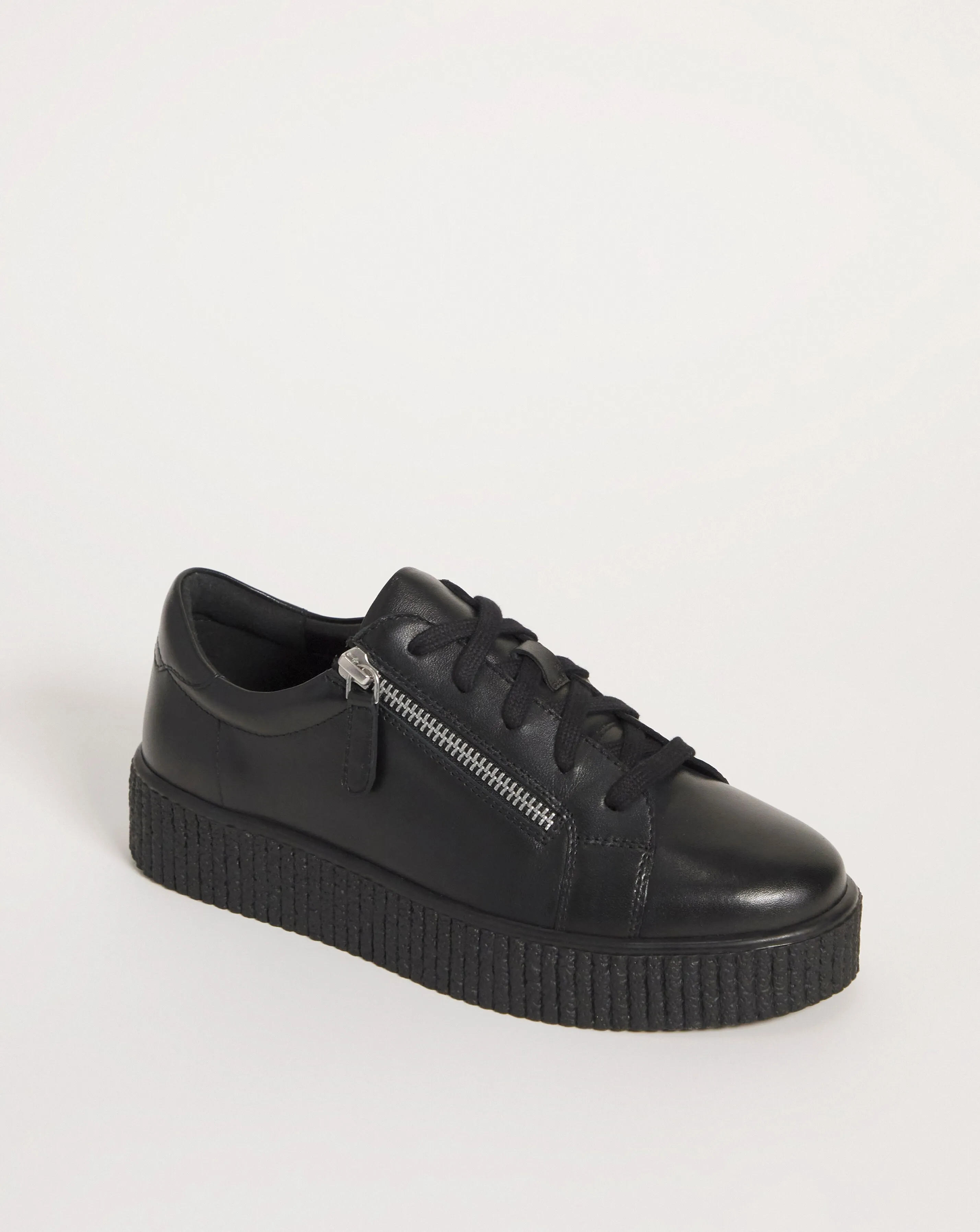 Talulah Leather Side Zip Trainers Extra Wide EEE Fit